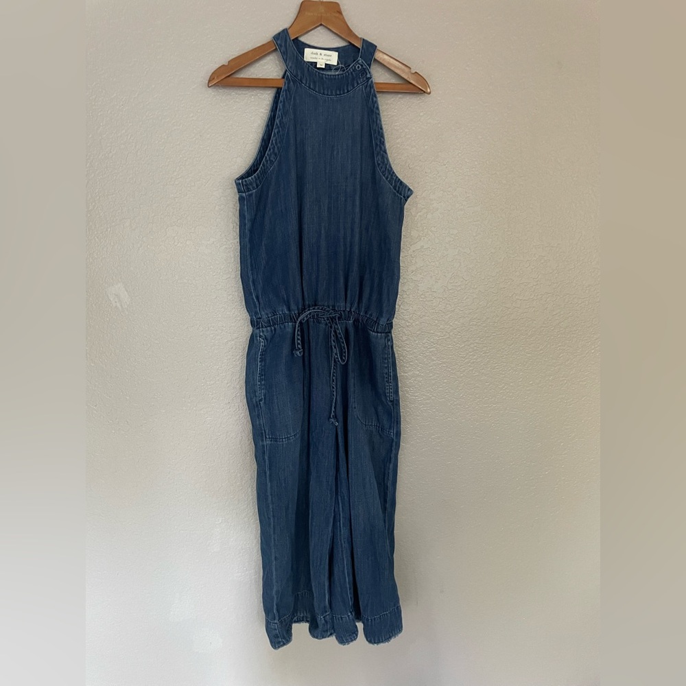 Cloth & Stone Anthropology Jumpsuit Blue Denim Size M